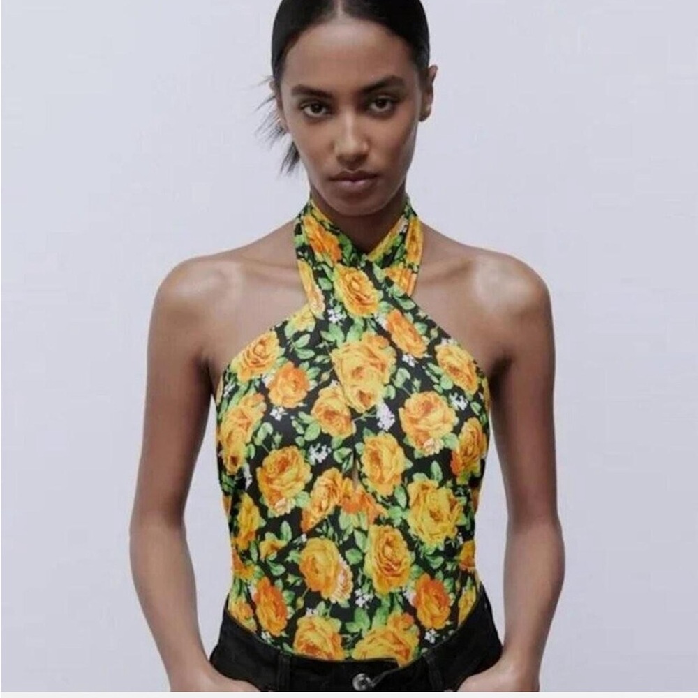 NWT Zara Floral Halter Top